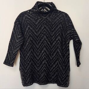 Eileen Fischer Mock Turtleneck Woman's Cotton & Alpaca Sweater Size Medium